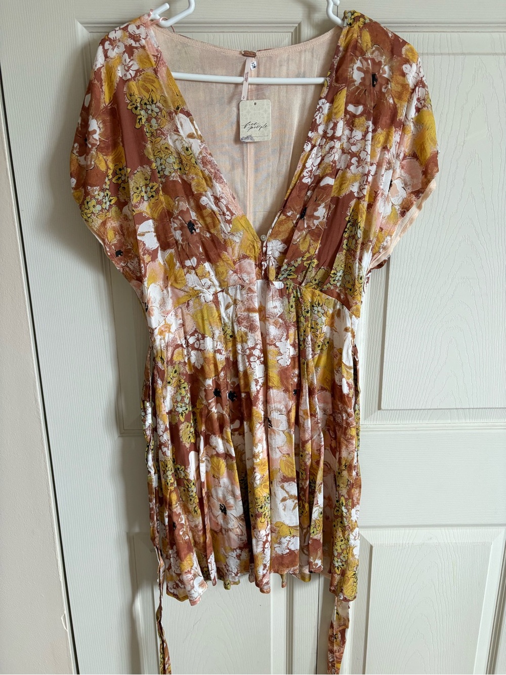Floral V-Neck Summer Dress in Rust & Mustard